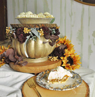 Floral Pumpkin Cake Stand Centerpiece